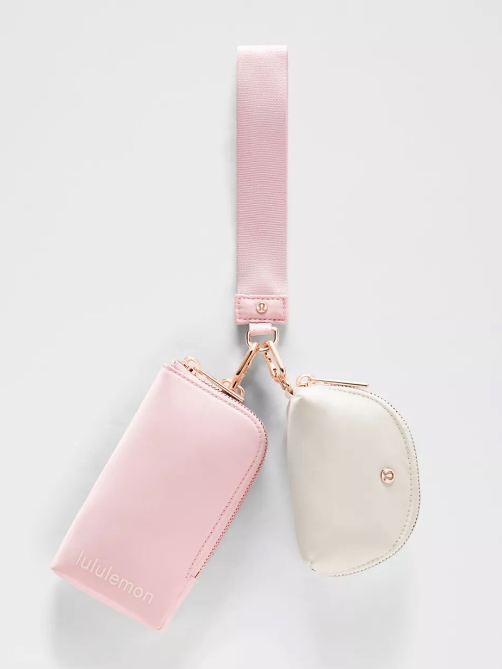 lululemon Dual Pouch Wristlet Pink & White NWT